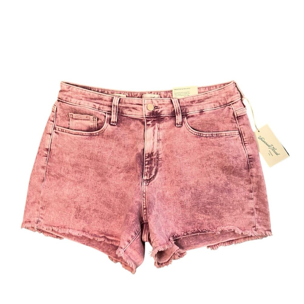Universal Thread Pink Acid Wash High‎ Rise Midi Denim Shorts NWT Womens 12/31